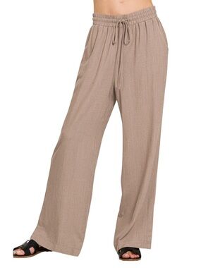 Zenana Coco Linen Drawstring Pant with pockets